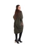 Italian Batwing Sequin Star High Low Cotton Lagenlook Top-Khaki 4