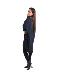 Italian Batwing Sequin Star High Low Cotton Lagenlook Top-Navy 5