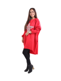 Italian Batwing Sequin Star High Low Cotton Lagenlook Top-Red 3