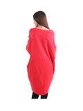Italian Batwing Sequin Star High Low Cotton Lagenlook Top-Red 5
