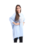 Italian Batwing Sequin Star High Low Cotton Lagenlook Top-Sky blue 1