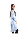 Italian Batwing Sequin Star High Low Cotton Lagenlook Top-sky blue 4
