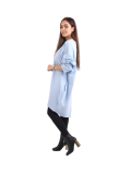 Italian Batwing Sequin Star High Low Cotton Lagenlook Top-Sky blue 6