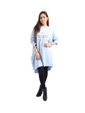 Italian Batwing Sequin Star High Low Cotton Lagenlook Top-Sky blue 2