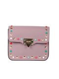 Italian Beaded Leather Shoulder Bag-Pink