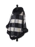 Italian Check Print McWilliams Faux Fur Lagenlook Poncho -White side