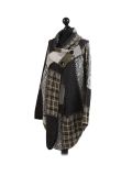Italian Check Print Wrap Over Lagenlook Coat -Khaki side