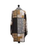 Italian Check Print Wrap Over Lagenlook Coat -Mustard back