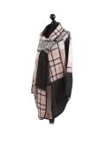 Italian Check Print Wrap Over Lagenlook Coat -Pink side