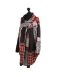 Italian Check Print Wrap Over Lagenlook Coat -Rust side