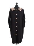 Italian Contrast Check Print Cowl Neck Lagenlook Top-beige back