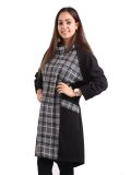 Italian Contrast Check Print Cowl Neck Lagenlook Top-charcoal 1