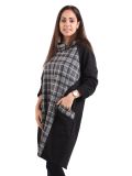 Italian Contrast Check Print Cowl Neck Lagenlook Top-charcoal 2
