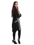 Italian Contrast Check Print Cowl Neck Lagenlook Top-charcoal 4