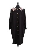 Italian Contrast Check Print Cowl Neck Lagenlook Top-pink back