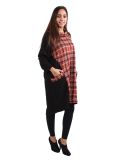Italian Contrast Check Print Cowl Neck Lagenlook Top-rust 3