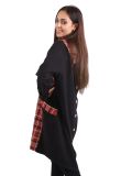 Italian Contrast Check Print Cowl Neck Lagenlook Top-rust 5