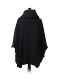 Italian Cowl Neck Plain Plus Size Cotton Lagenlook Top-Black back