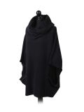 Italian Cowl Neck Plain Plus Size Cotton Lagenlook Top-Black side
