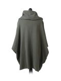Italian Cowl Neck Plain Plus Size Cotton Lagenlook Top-Khaki back