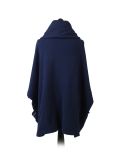 Italian Cowl Neck Plain Plus Size Cotton Lagenlook Top-Navy back
