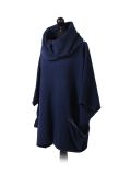 Italian Cowl Neck Plain Plus Size Cotton Lagenlook Top-navy side