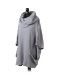 Italian Cowl Neck Plain Plus Size Cotton Lagenlook Top-Silver side