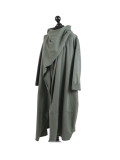 Italian Cowl Neck Plus Size Cotton Lagenlook Cardigan-Khaki side
