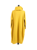 Italian Cowl Neck Plus Size Cotton Lagenlook Cardigan-Mustard back