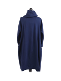 Italian Cowl Neck Plus Size Cotton Lagenlook Cardigan-navy back