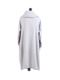 Italian Cowl Neck Plus Size Cotton Lagenlook Cardigan-Silver back