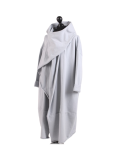 Italian Cowl Neck Plus Size Cotton Lagenlook Cardigan-silver side