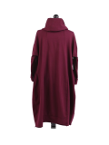 Italian Cowl Neck Plus Size Cotton Lagenlook Cardigan-Wine back