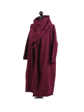 Italian Cowl Neck Plus Size Cotton Lagenlook Cardigan-Wine side