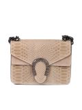 Italian Crocodile Print Chain Shoulder Strap Leather Bag-beige