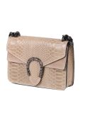 Italian Crocodile Print Chain Shoulder Strap Leather Bag-beige side