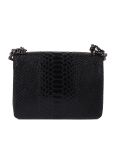 Italian Crocodile Print Chain Shoulder Strap Leather Bag-Black back