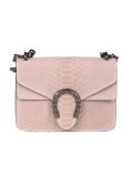 Italian Crocodile Print Chain Shoulder Strap Leather Bag-Nude
