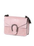 Italian Crocodile Print Chain Shoulder Strap Leather Bag-Pink side