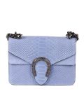 Italian Crocodile Print Chain Shoulder Strap Leather Bag-Sky blue