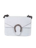 Italian Crocodile Print Chain Shoulder Strap Leather Bag-white