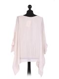 talian Embroidered Silk Tunic Top -Beige back