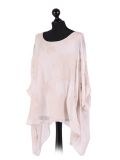 talian Embroidered Silk Tunic Top -Beige side