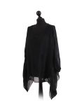 Italian Embroidered Silk Tunic Top-Black side