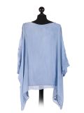 talian Embroidered Silk Tunic Top -denim back
