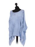 talian Embroidered Silk Tunic Top -Denim side