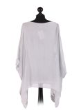 talian Embroidered Silk Tunic Top -Light grey back