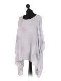 talian Embroidered Silk Tunic Top -Light grey side