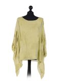 talian Embroidered Silk Tunic Top -Lime green