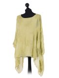 talian Embroidered Silk Tunic Top -Lime green